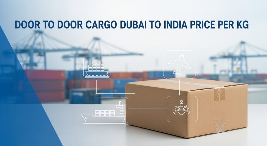 Cargo delivery boxes labeled India and Dubai being moved onto a truck
