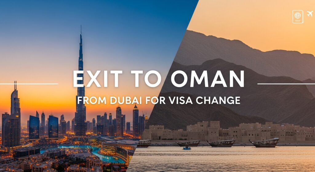 A bus traveling through the desert towards Hatta, representing the popular Dubai to Oman visa change exit process.